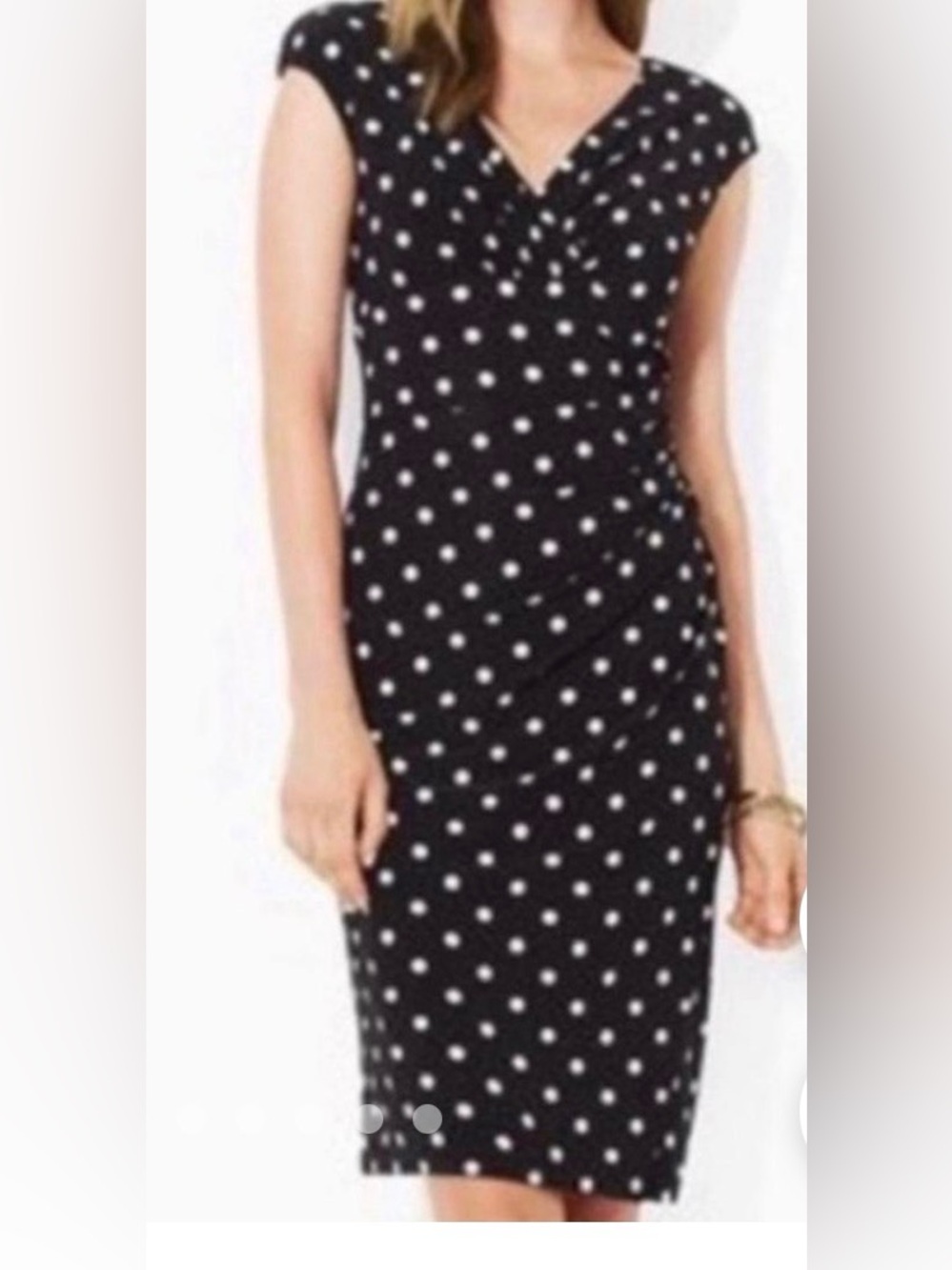 Ralph Lauren Navy and White Polka Dot Wrap-Style Dress